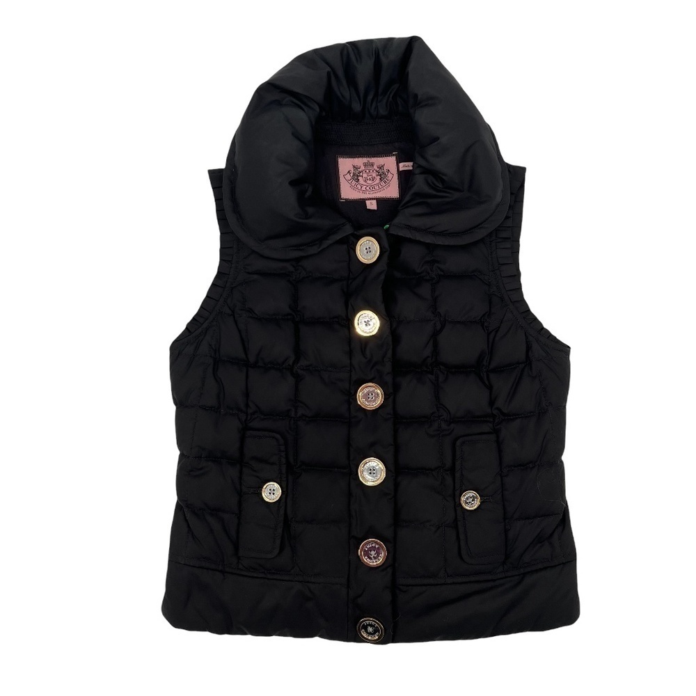 Juicy Couture Black Down Puffer Vest Size Small Women's